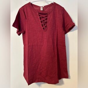 Hayden Red Lace-up T-shirt